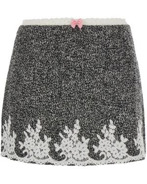 Markgong Tweed Mini Skirt With Lace Trim Polyester - Gray