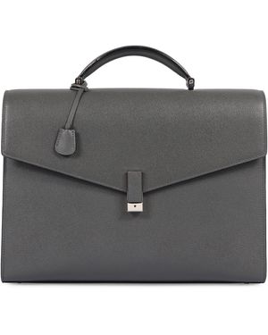 Valextra Iside Foldover Top Briefcase - Black