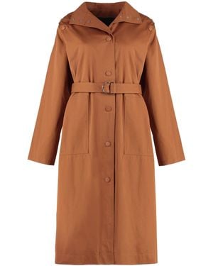 Yves Salomon Cotton Trench Coat - Brown