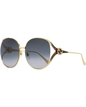 Gucci Oval Sunglasses Gg0225S 001 63Mm 0225 Metal - Black