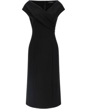 Ermanno Scervino Midi Dress With Crossover Front - Black