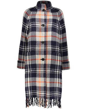 KENZO Checked Wool Coat - Blue