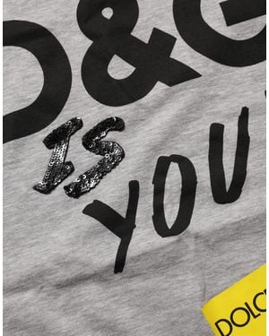 Dolce & Gabbana Cotton Logo Printed Crew Neck T-Shirt - Metallic