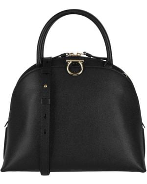 Ferragamo Gancini Medium Top Handle Bag 213934-760956 Leather Shoulder - Black