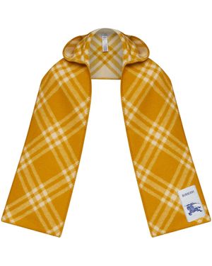 Burberry Hooded Wool Scarf Pear Check - Yellow