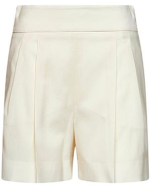 Max Mara Ivory Lightweight Wool Canvas Mxmpittura Shorts - White