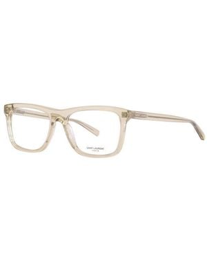 Saint Laurent Eyeglasses Square Full Rim, Transparent Frame And Clear Demo Lenses Lens Sl481003 - Metallic
