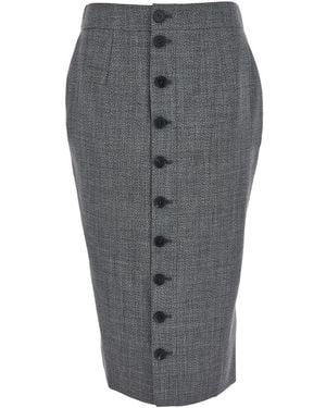 McQueen Skirt With Button Closure - Grey