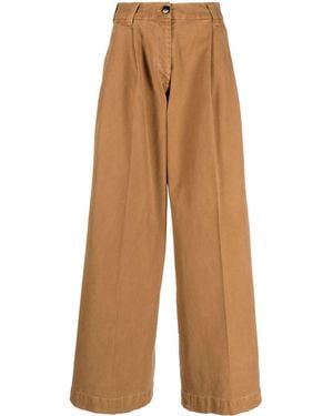 Gabriele Pasini Wide Leg Cotton Trousers - Brown