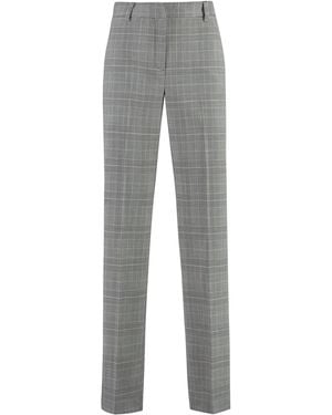 PT Torino Prince-Of-Wales Checked Trousers Virgin Wool Trouser Suits - Grey