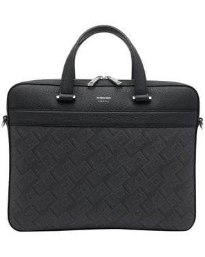 Ferragamo Monogram Business Bag - Black