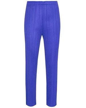 Issey Miyake Pleated Pants Polyester T-Shirts - Blue