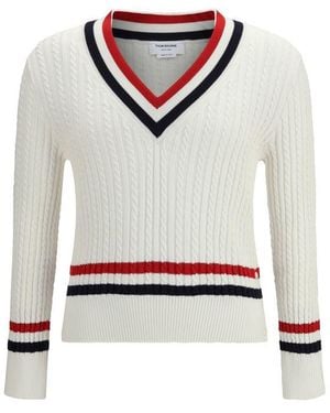 Thom Browne White Cotton Sweatshirt