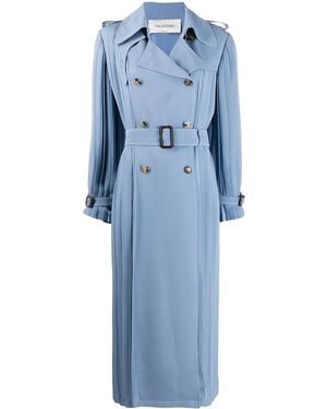 Valentino Pleated Trench Coat Clothing - Blue