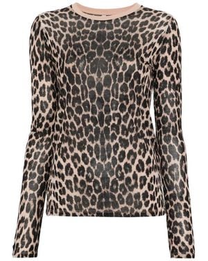 Baserange Long-Sleeved Leopard Print T-Shirt Circulose T-Shirts & Jerseys - Black