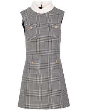Self-Portrait Sleeveless Prince Of Wales Check Mini Dress - Grey