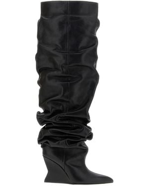 Balmain Calfskin Over The Knee Shoe - Black