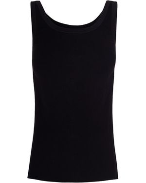 Elisabetta Franchi Sleeveless Knit Top With Glossy Viscose Bands - Black