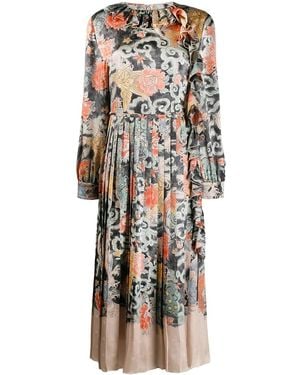 Valentino Oriental Print Satin Dress - Natural