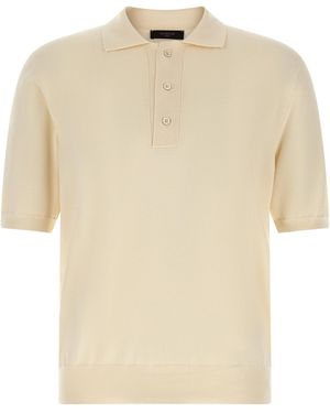 Zanone Cotton Knit Polo Shirt - Natural