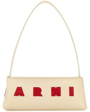 Marni Ivory Leather Shoulder Bag - Pink