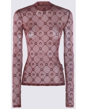 Marine Serre Burgundy Cotton Top - Purple