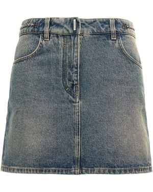 Givenchy Chain-Detail Denim Skirt - Blue