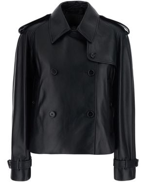 Burberry Jacket Mayfair Leather Lamb Coat - Black