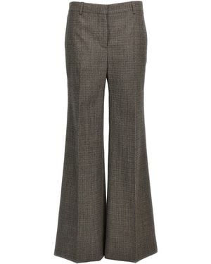 Stella McCartney Micro Houndstooth Wool Trousers With Flared Leg - Grey