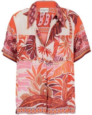 Miss June Reese Shirt With Long Sleeves And Pointed Collar - Red