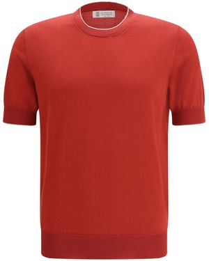 Brunello Cucinelli Cotton T-Shirt - Red