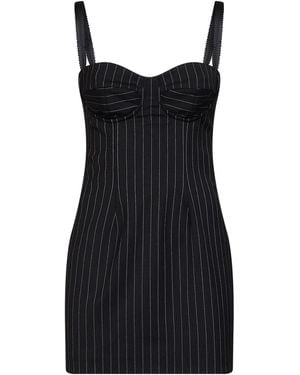 Dolce & Gabbana Dolce & Gabbana Stretch Pinstriped Wool Bustier Mini Dress - Black