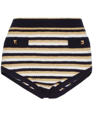 Valentino Striped Lurex Mini Shorts - Black