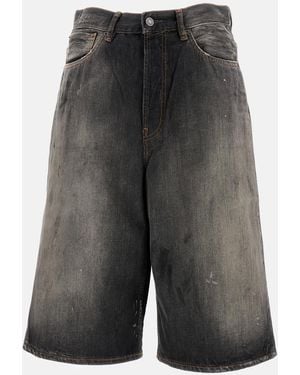 Acne Studios Distressed Loose Fit Denim Bermuda Shorts - Grey