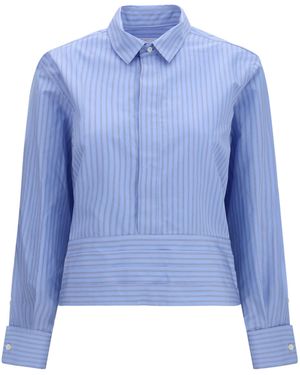 Sacai Cotton Poplin Shirt With Belt Cotton; Polyester - Blue