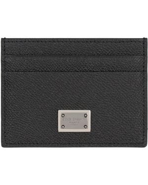 Dolce & Gabbana Pebbled Calfskin Card Holder Wallets & Cardholders - Black