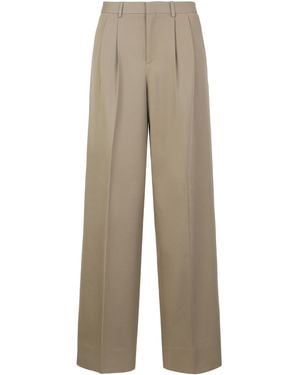 Celine Wide-Leg Pants Cotton And Wool - Natural