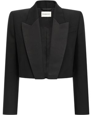 Givenchy Bolero Blazer Wool Blazer, Suits - Black