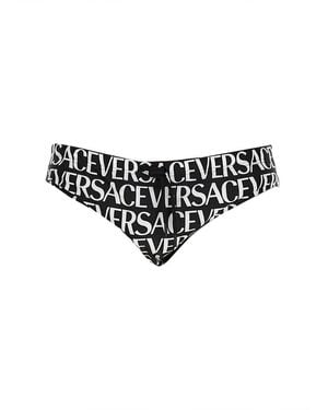 Versace Beach Briefs With Allover Logo - Black