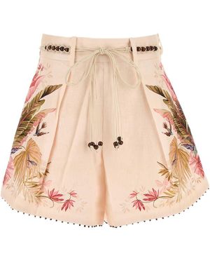 ジマーマン Zimmer mann 花柄リネンショートパンツ ベージュ