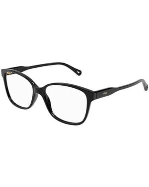 Chloé Chloe Eyeglasses Square Full Rim, Shiny Frame And Clear Demo Lenses Lens Ch0115O001 - Black