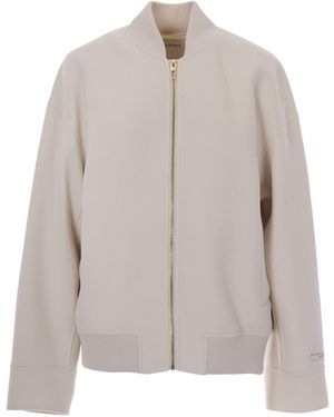 Sportmax Ondata Bianco Bomber Jacket With Knit Detailing - Grey