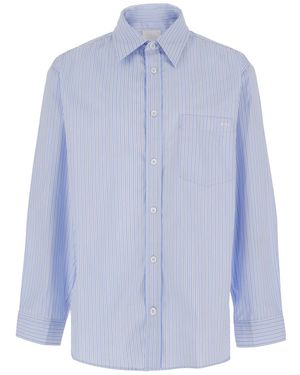 A.P.C. Light Long-Sleeved Shirt With Classic Collar And Striped Motif - Blue
