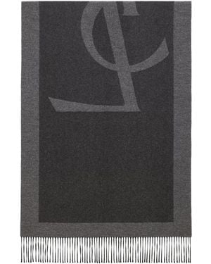 Saint Laurent Silk Scarf With Maxi Logo - Black