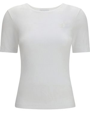 Ganni Ribbed Cotton T-Shirt - White