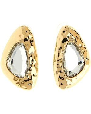Self-Portrait Hammered Crystal Earrings - Metallic