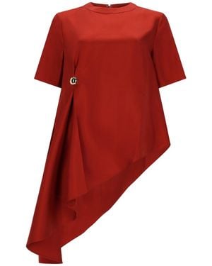 Loulou de Saison Asymmetric Top Madea Silk Tops - Red