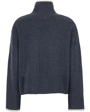 Pinko Round Neck Sweater Wool And Cashmere Tops - Blue