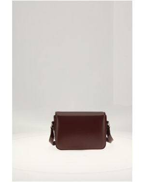 Celine Shoulder Bag Teen Triomphe Syrah- Cotton Syrah/ Calf Leather - White