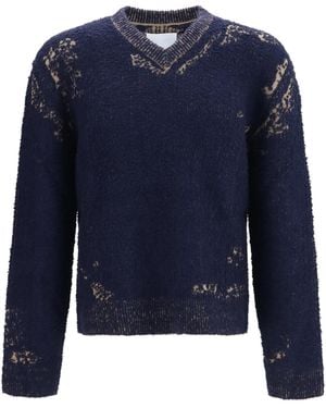 Maison Margiela Acid V-Neck Sweater - Blue